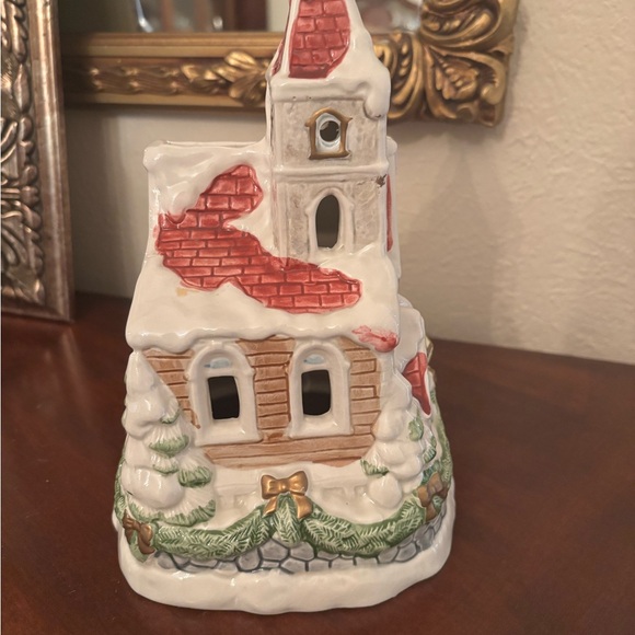 Rare: Christmas Fitz and Floyd Festive Ceramic House Votive